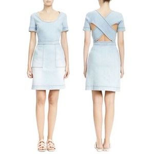 Stella McCartney Faded Blue Denim Short Sleeve Crisscross Mini Dress IT42 US6-8